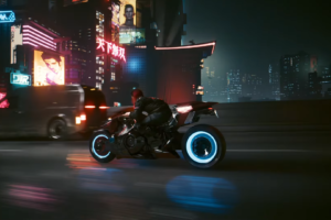 Cyberpunk 2077: Chrome Rush es el juego de carreras ambientado en Night City.