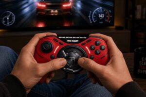 Trak Racer TR640 de GameSir: la retroalimentación de fuerza en la punta de los pulgares.